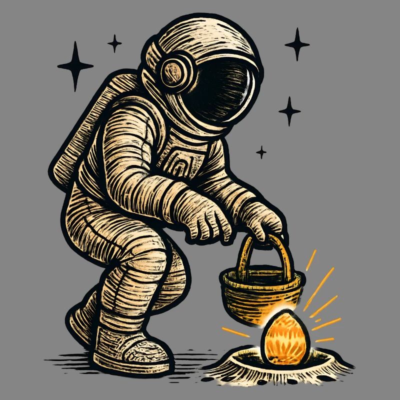 Astronaut collects easter egg