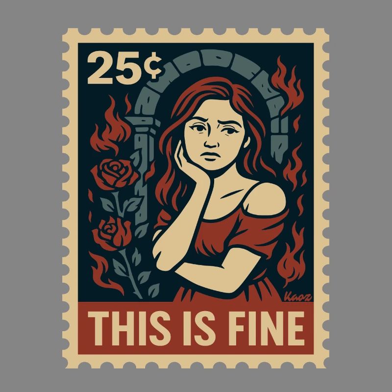 This Is Fine Stamp with Flames