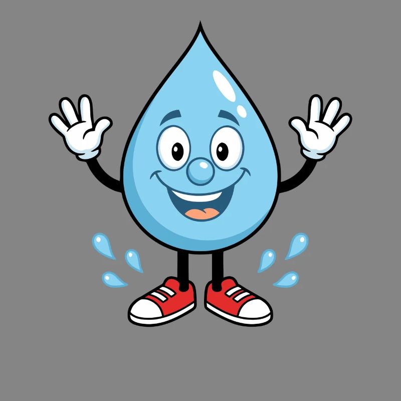 Fröhlicher Wassertropfen mit Sneakers