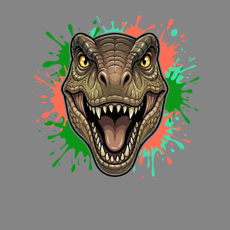 T-Rex Neon Paint Splatter Head
