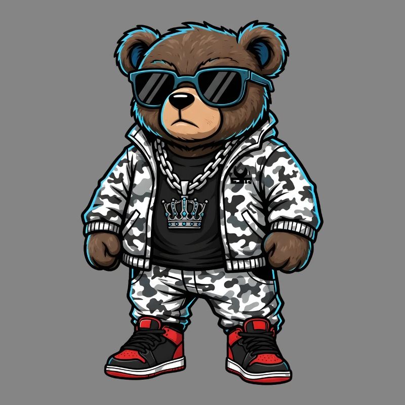Sweat à capuche Cool Bear en Pull Camouflage
