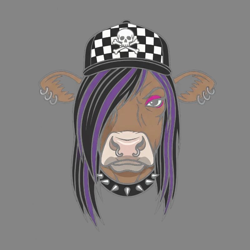 Punk Kuh mit Checker Cap