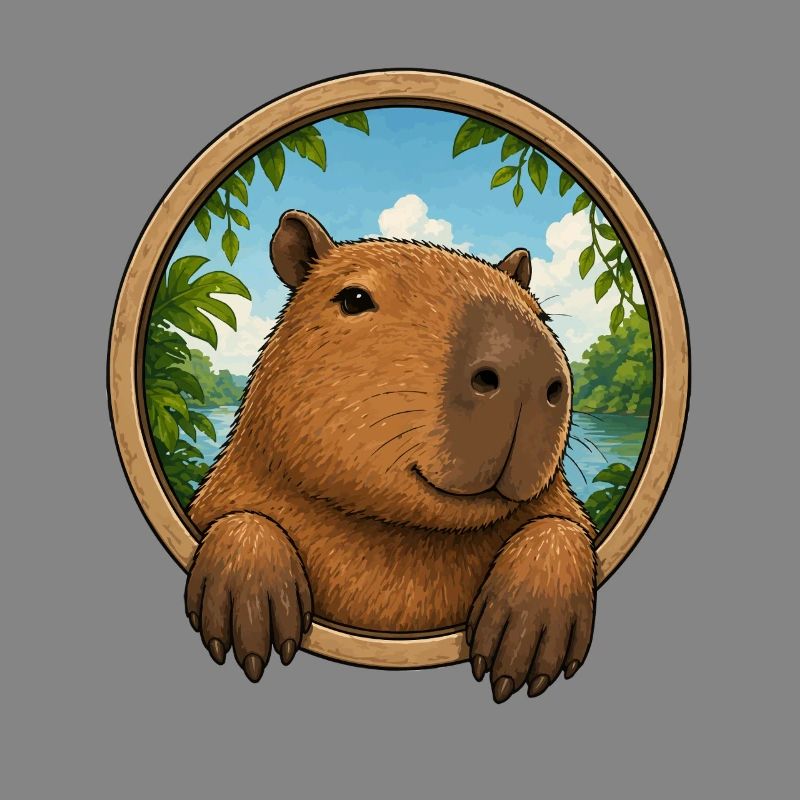 Cuddly capybara in frame