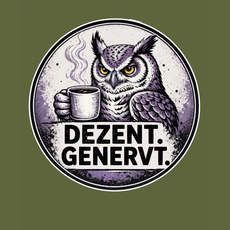 Dezent Genervt Eule mit Kaffee