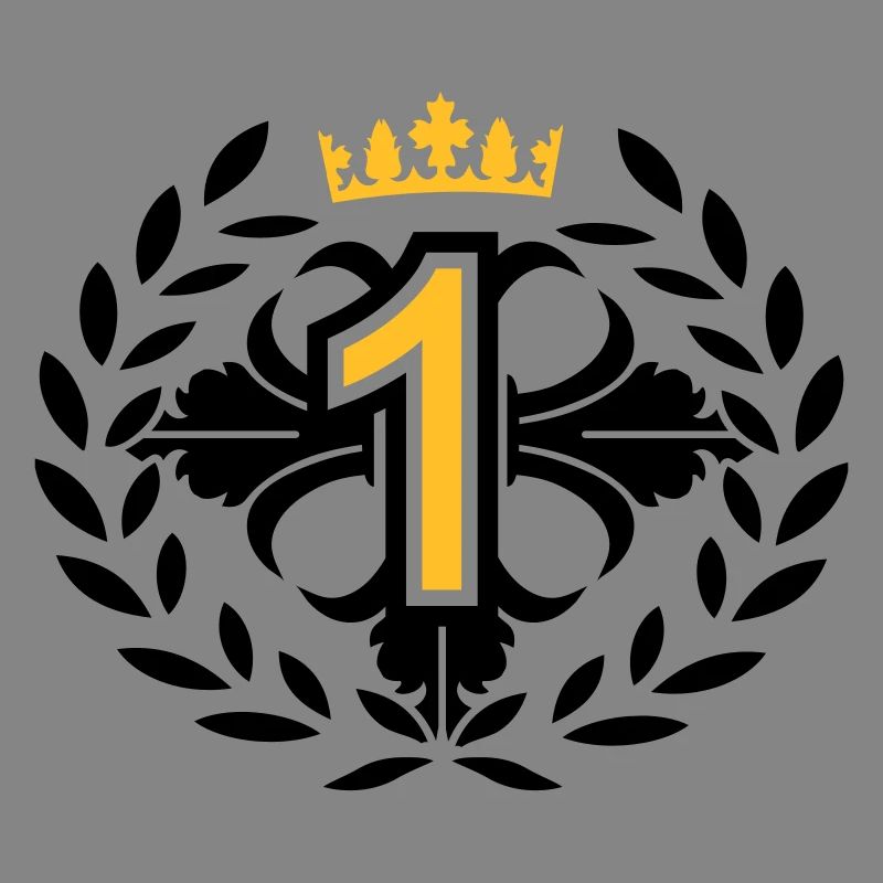 Die Nummer Eins mit Lorbeerkranz und Krone