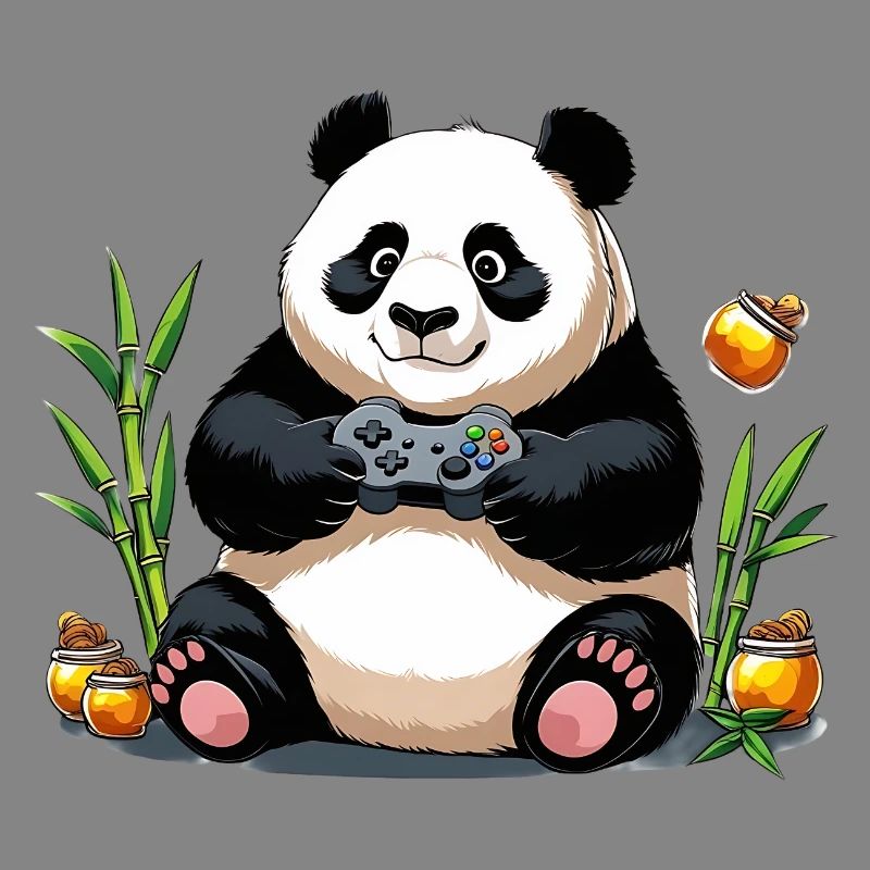 Chill Panda mit Gaming Controller