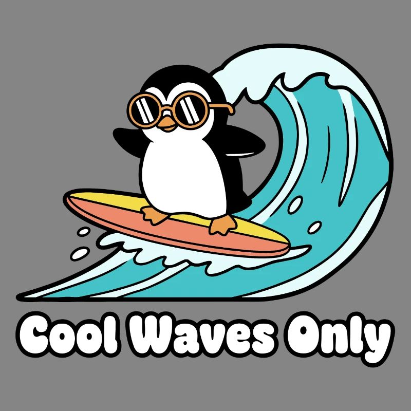 Penguin Surfer Wave Magic
