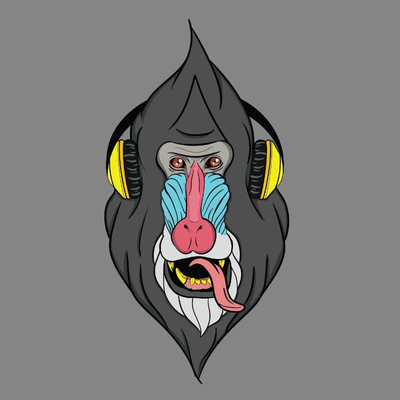 Affe mit Kopfhörer - Techno Affe