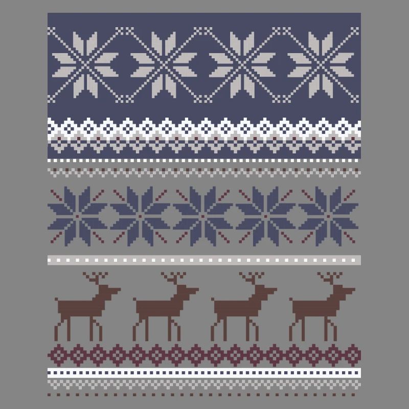 Winter Reindeer and Snowflakes Pattern