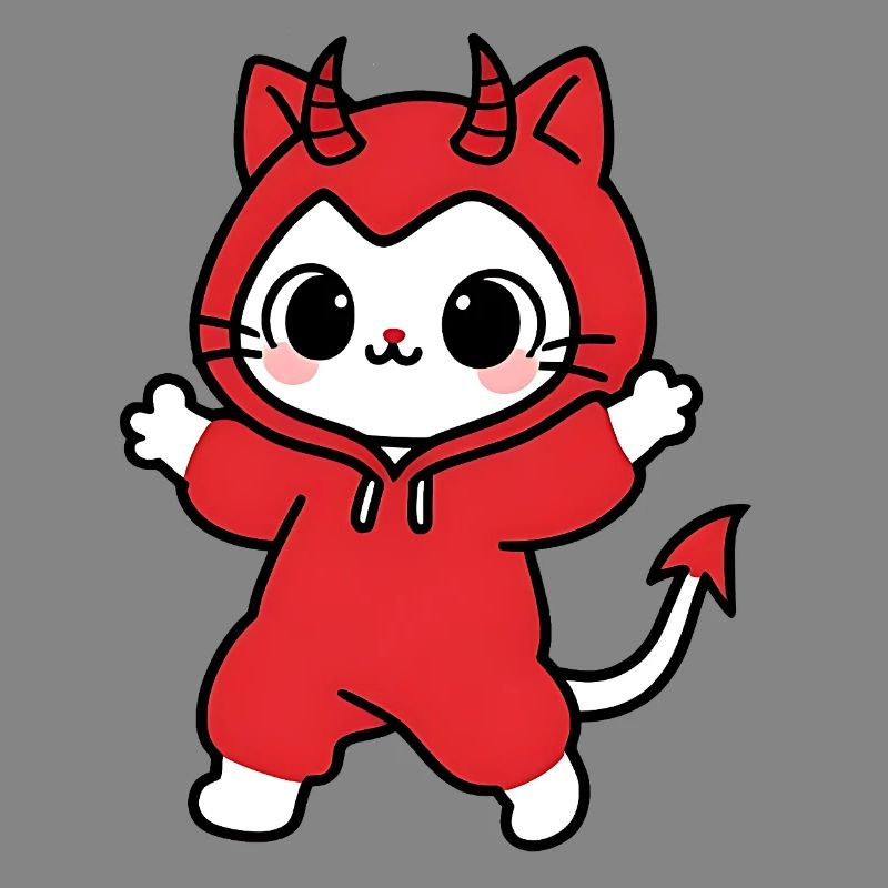 Cat Devil Kapuzenpullover Rot