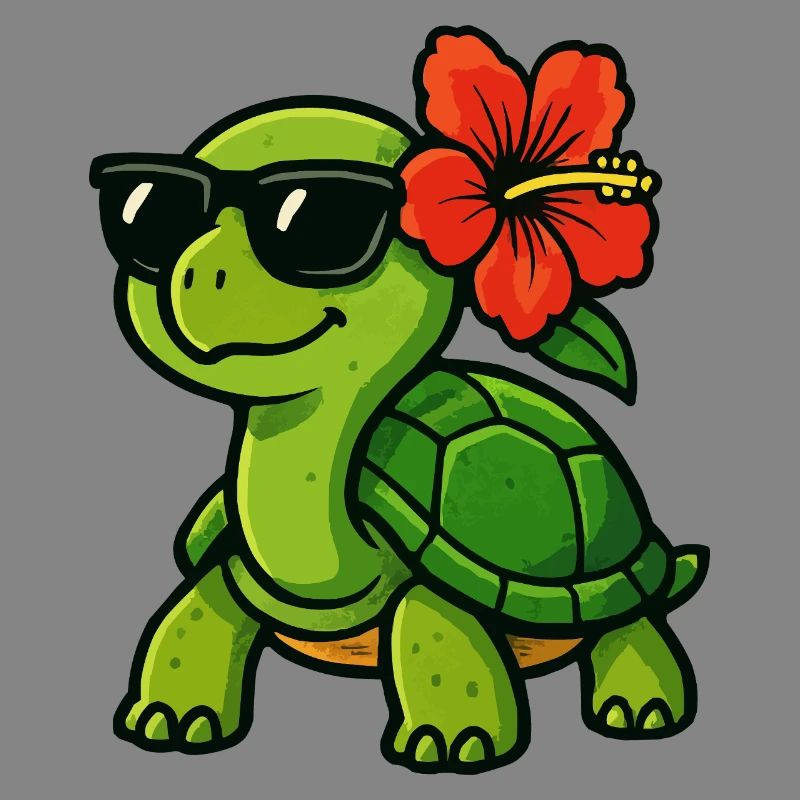 Sun turtle with hibiscus