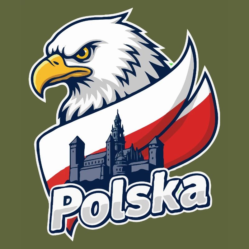 Aigle de Polska et Château sur le drapeau