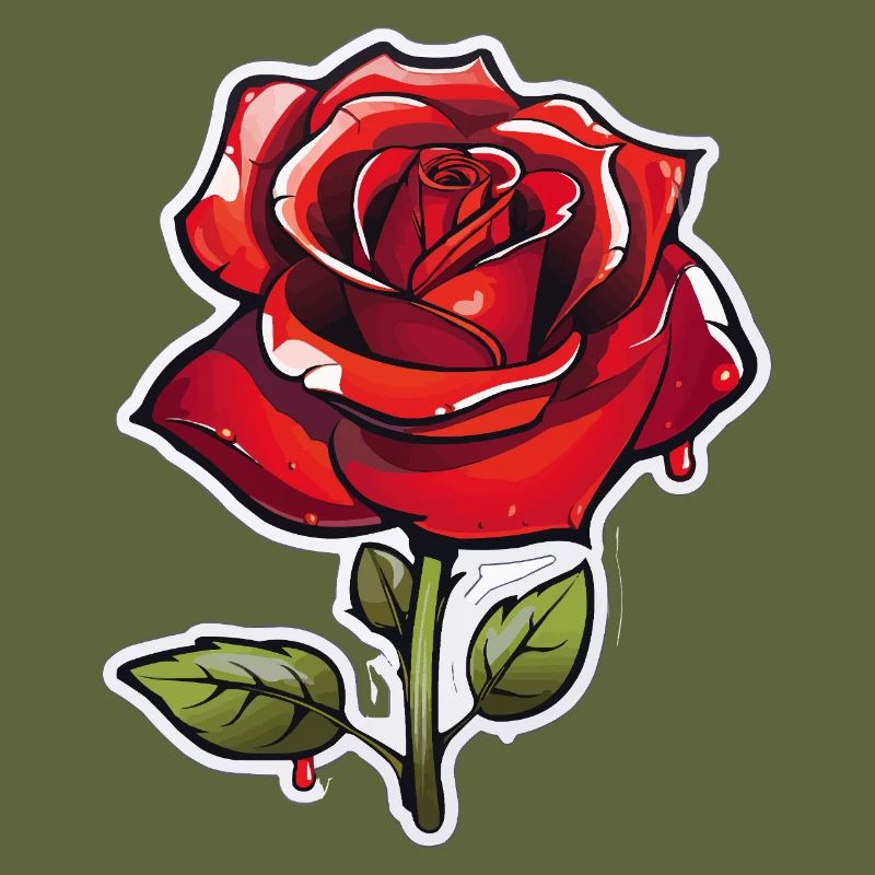 Rote Rose im Comics-Stil
