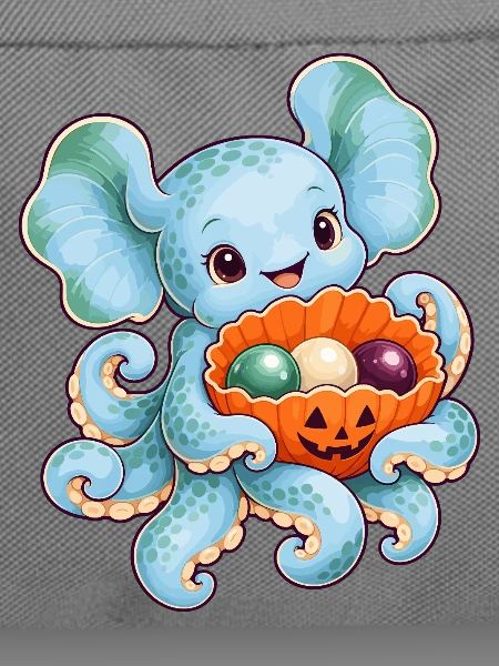 Dumbo-Oktopus mit Kürbismuschel