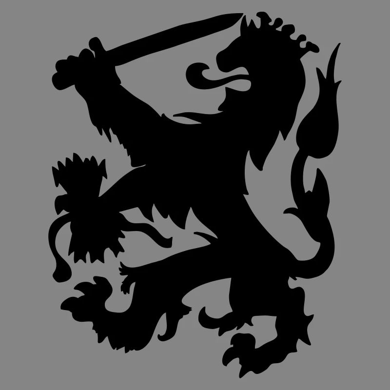 Heraldiker Löwe mit Krone und Schwertschattenfigur