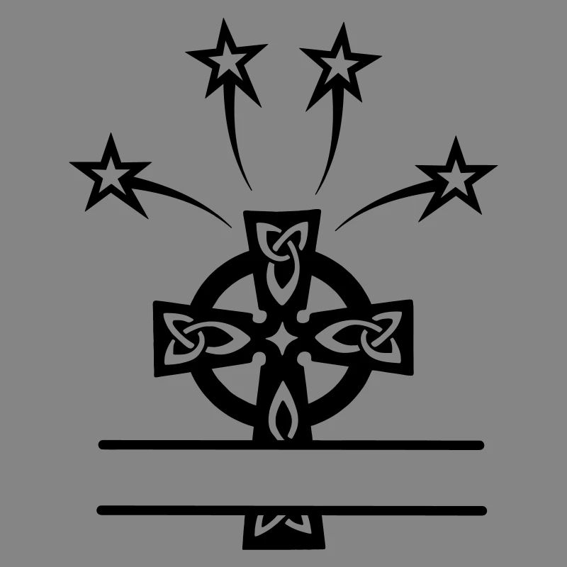 Celtic cross monogram with four stars