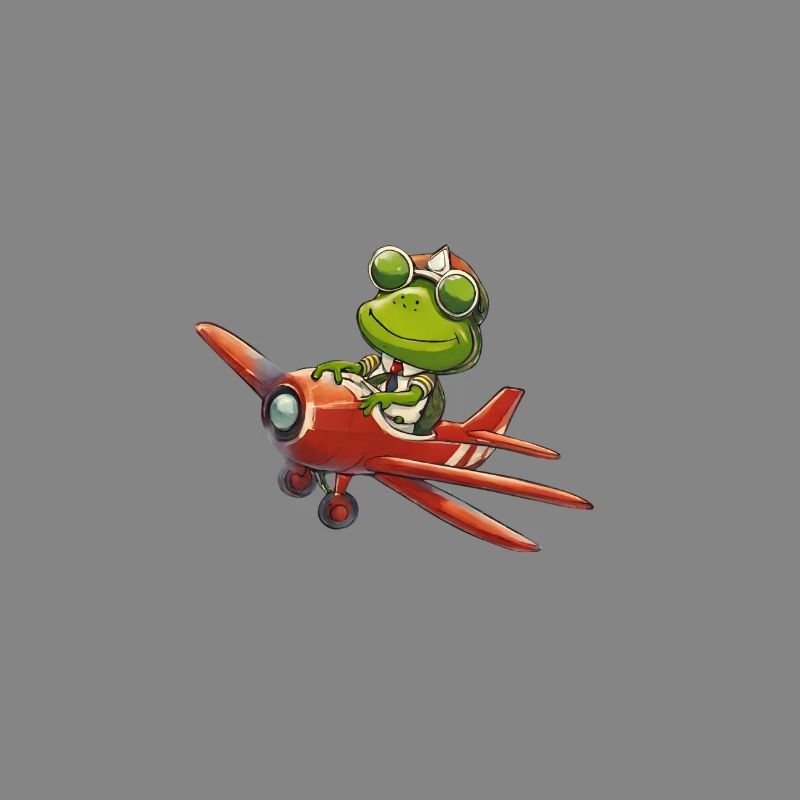 Pilot frog in a red plane