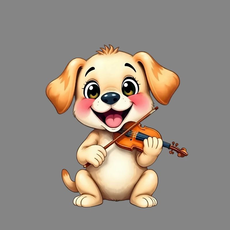 Puppy playing violin