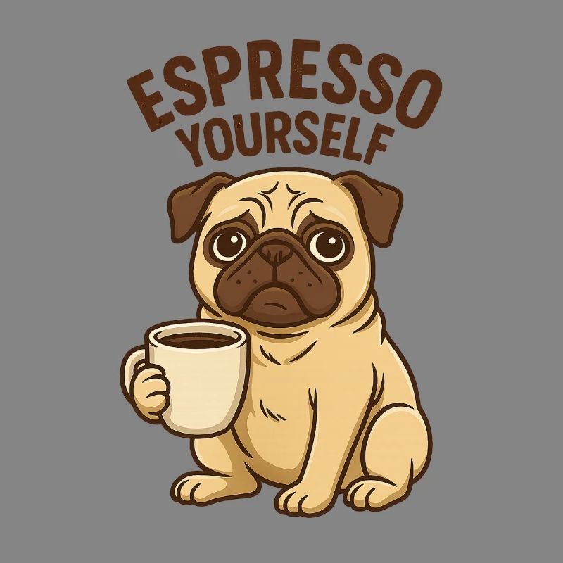 Espresso Yourself Pug Illustration