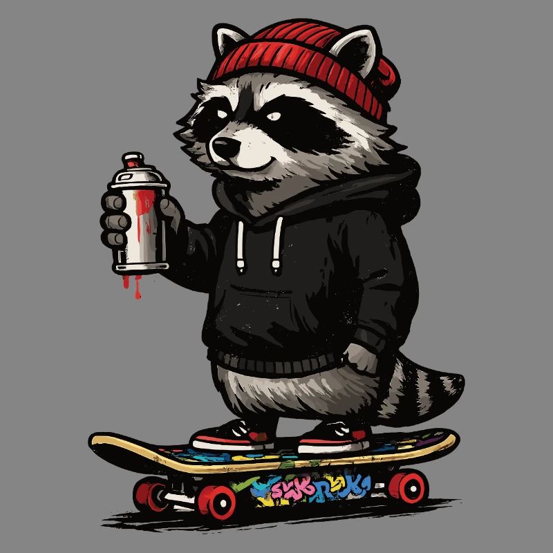 Waschbär Skate Graffiti