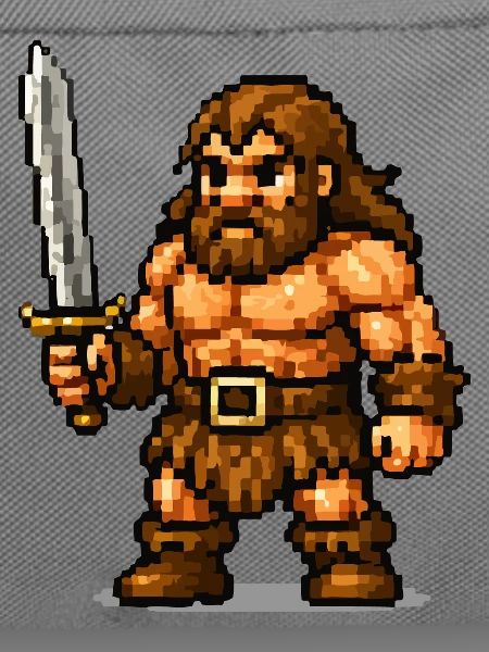 Pixel Barbar mit Schwert