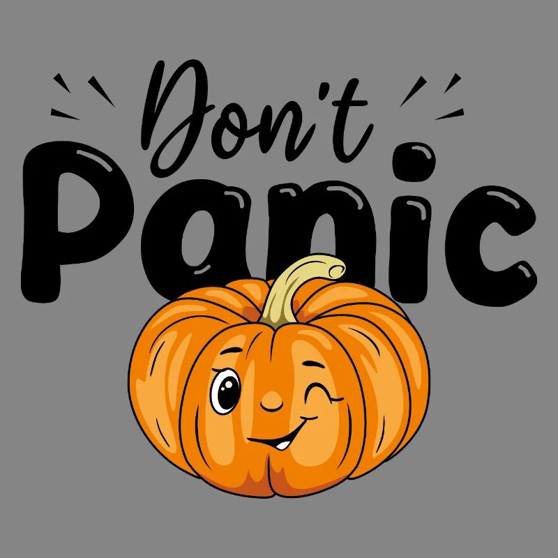 Don't panic. Design with winking pumpkin