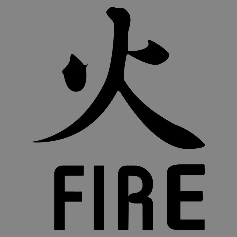 Fire kanji with text