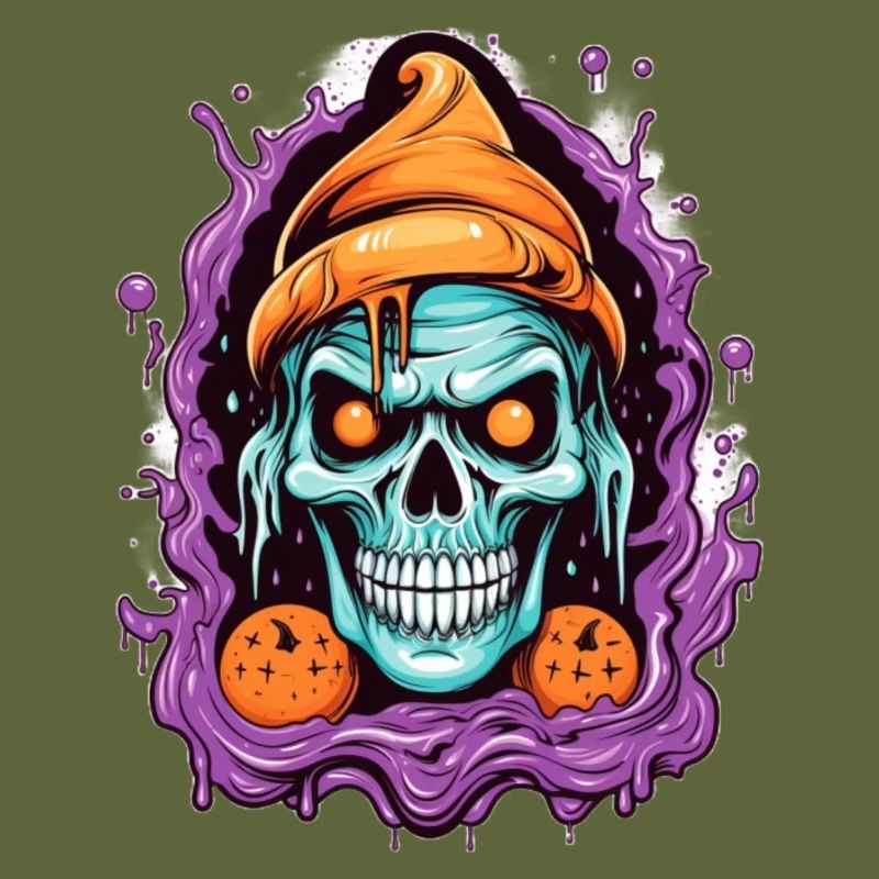 Crâne graffiti avec des éléments d’Halloween