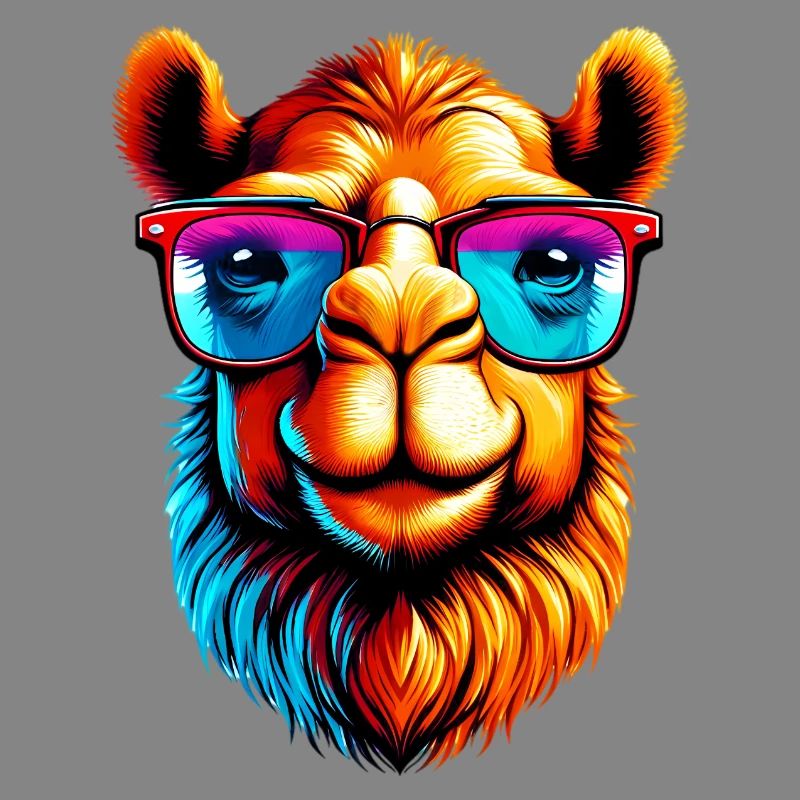 Camel avec lunettes de soleil