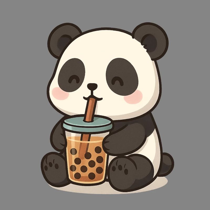 Panda bear with bubble tea