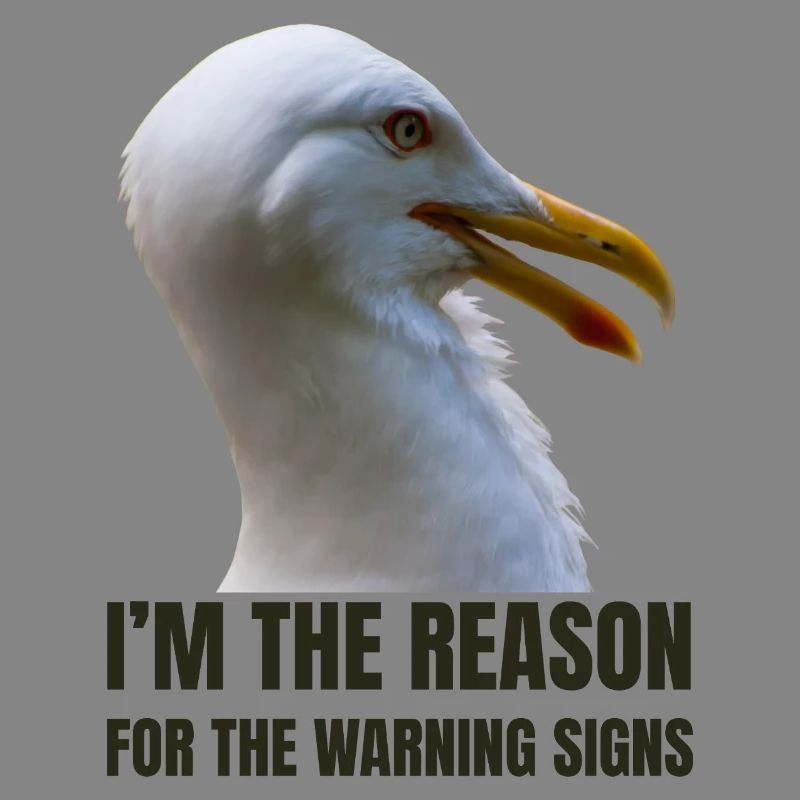 Whimsical Seagull with Bold Text