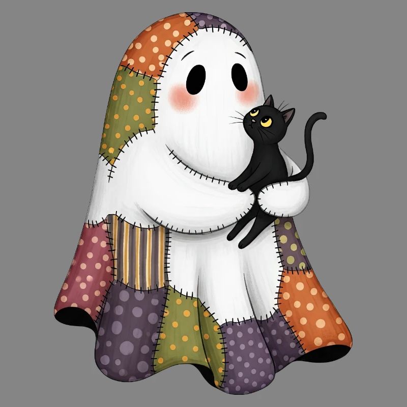 Patchwork Geist mit schwarze Katze