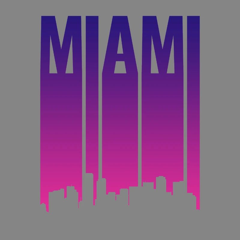 Miami Skyline Gradient Blue Pink