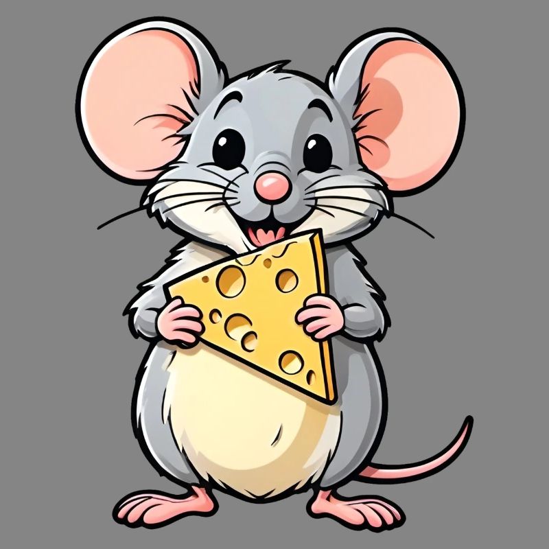 Cheeky Cartoon Mouse With Cheese