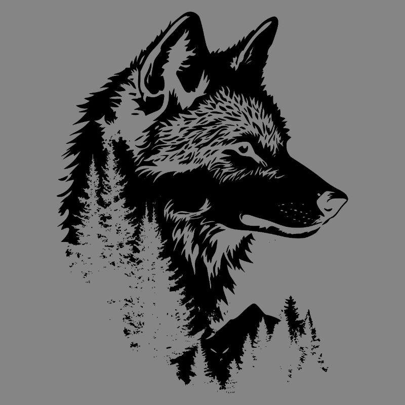 Wolf Gesicht Wald Silhouette