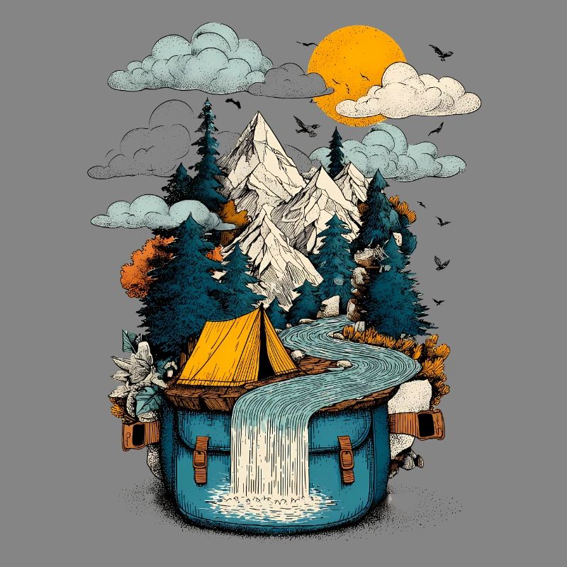 Bergsee Pfad - Camping Backpacker Motiv