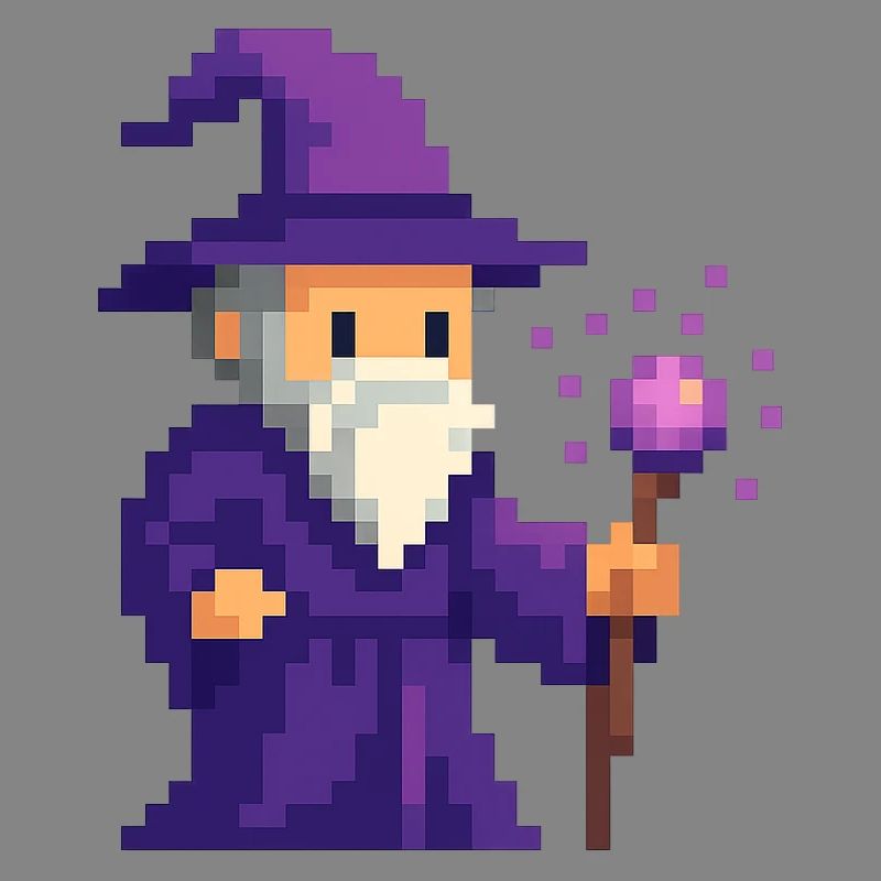 Pixel wizard dans le scintillement violet