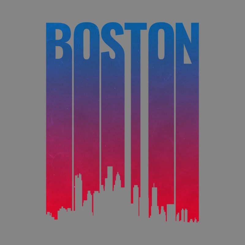 Boston Skyline Gradient Night