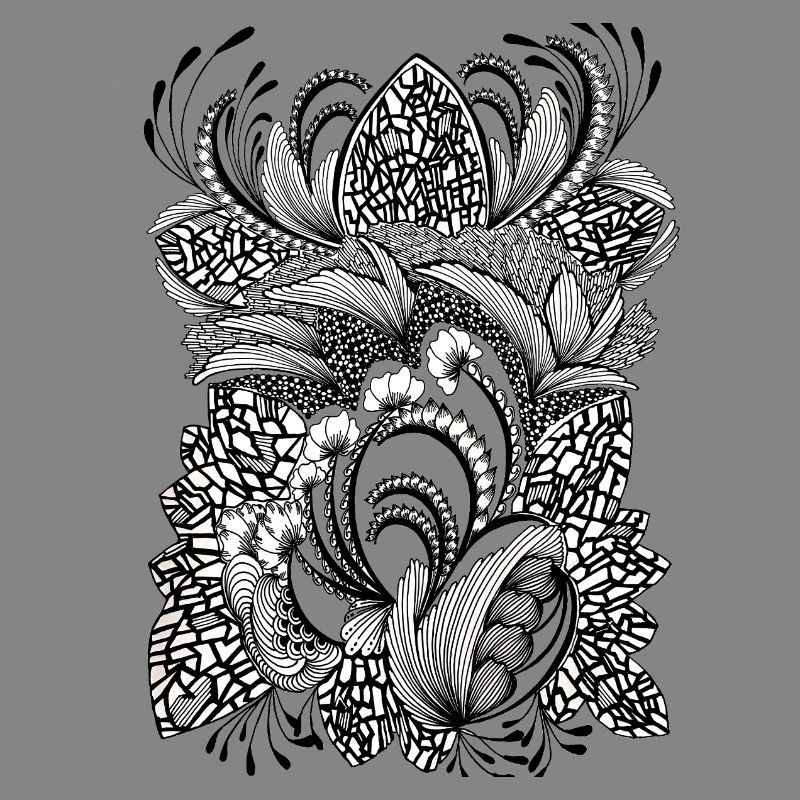 Black and white pattern flowers