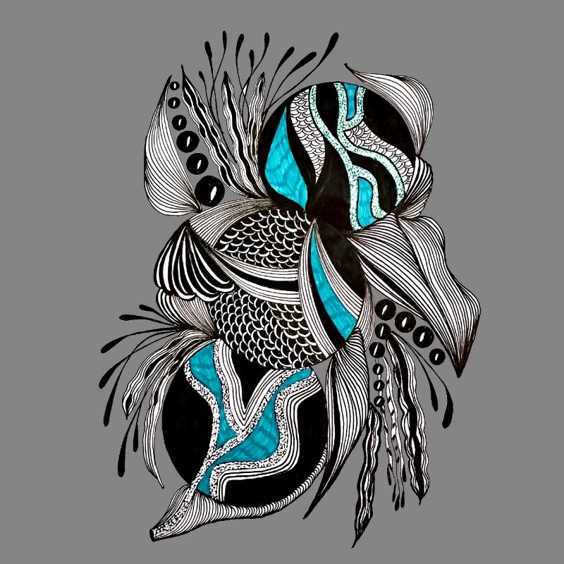 BlackTurquoise Scale Pattern