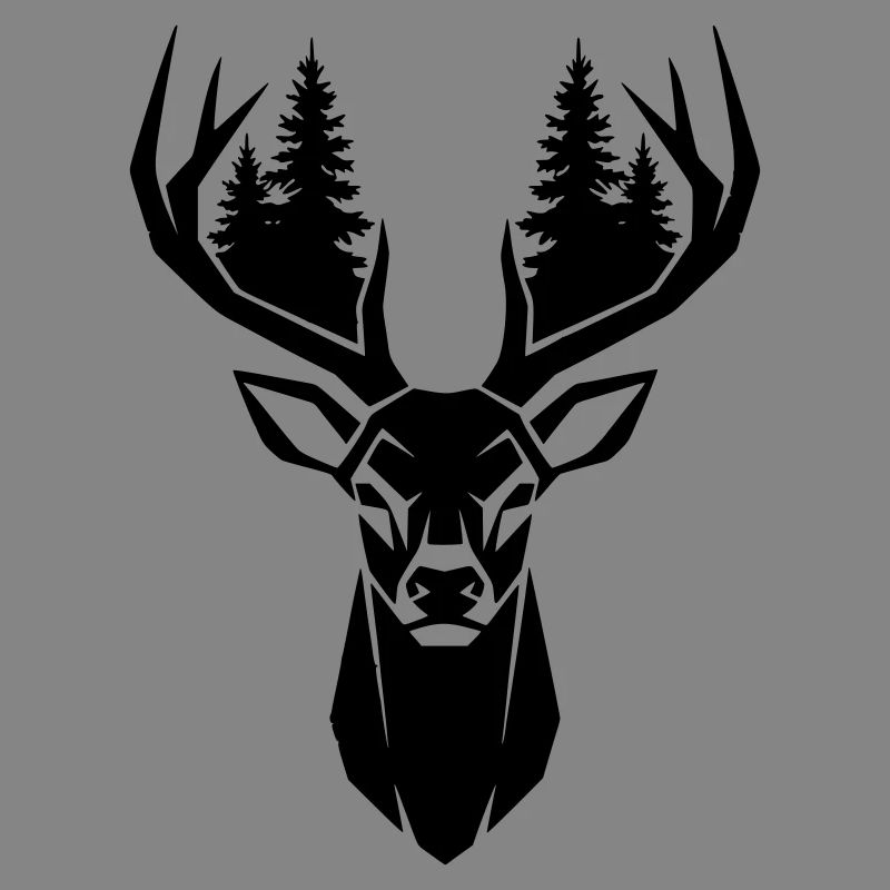 Deer Head Trees Forest Silhouette