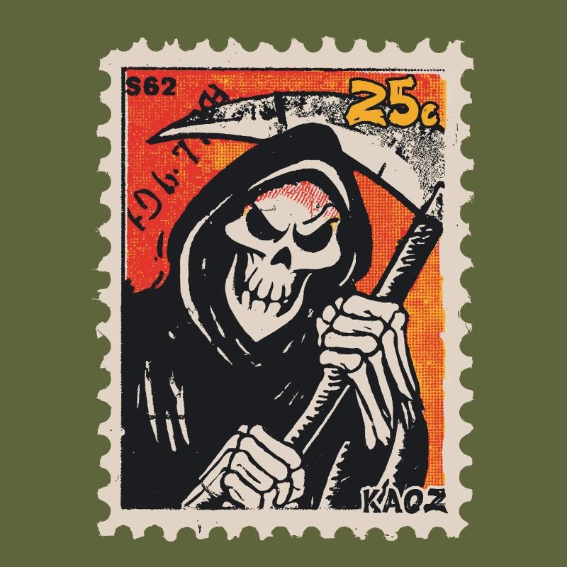 Bande dessinée Grim Reaper sur timbre-poste