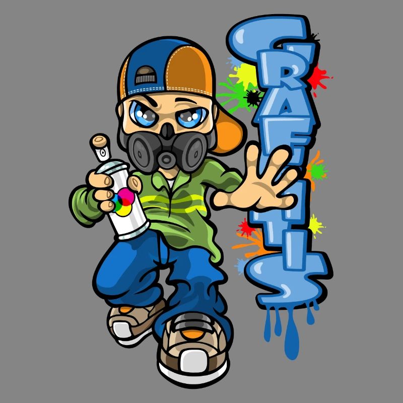 B-boy and graffiti