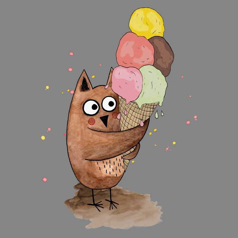 Eule mit riesigem Eis