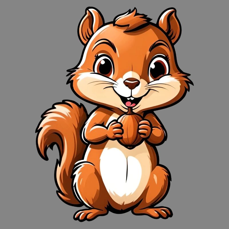 Niedliches Cartoon-Eichhörnchen mit Eichel