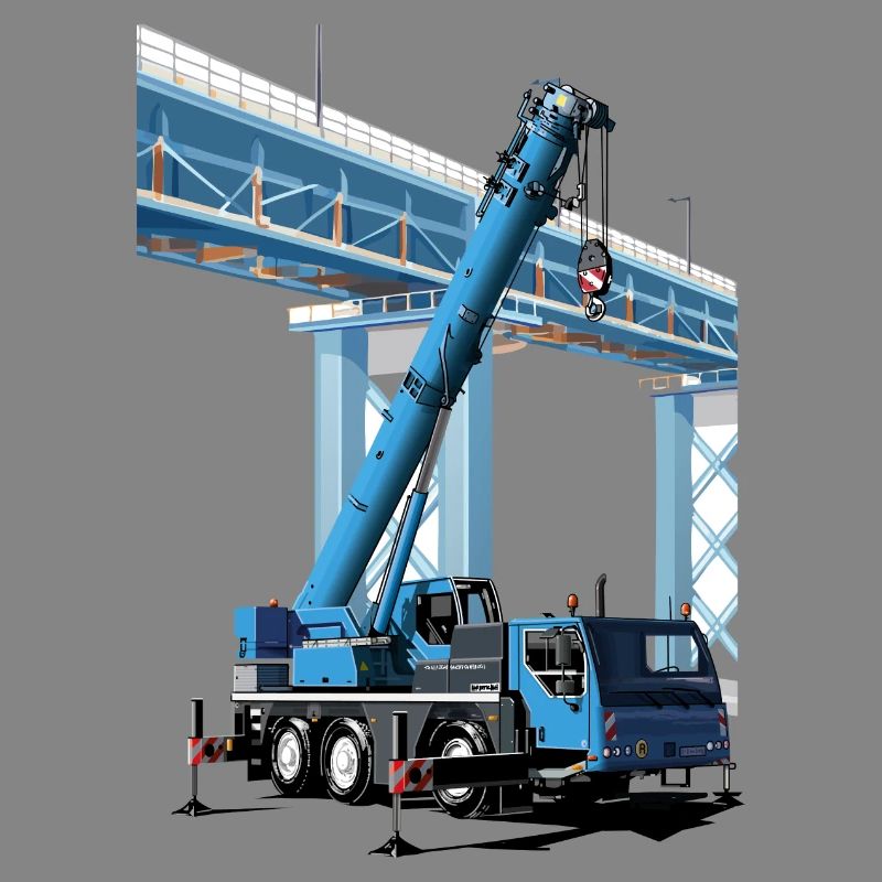 Mobile crane assembles bridge sections
