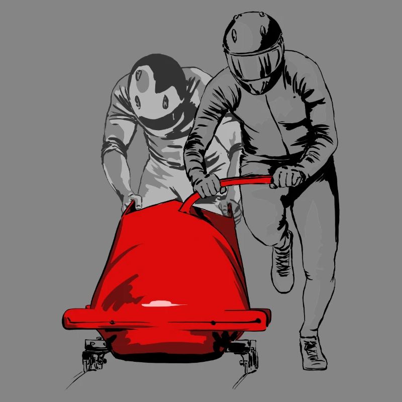 Bobfahrer beim Anschieben am Start