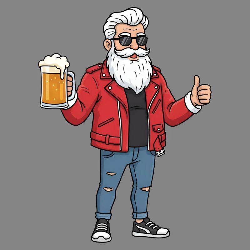 Rockabilly Opa mit Bier