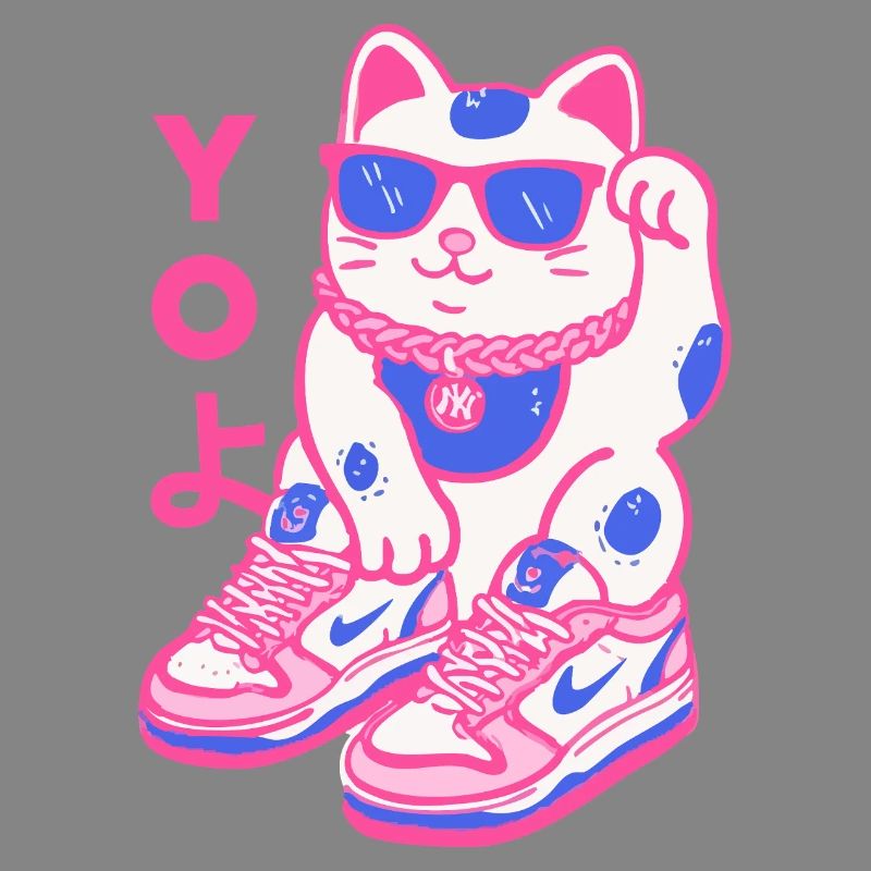 Neon Maneki Sneaker Cat
