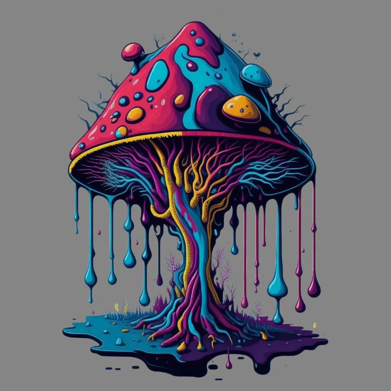 Psychedelischer Leuchtpilz Wald